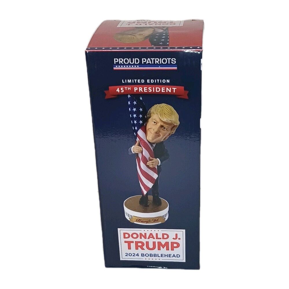 Donald Trump 2024 Bobblehead Trump Hugging the American Flag New In Box